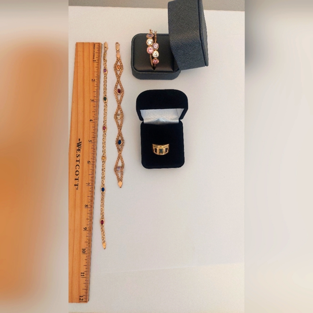 Elegant Gold and Multicolor Gemstone Set